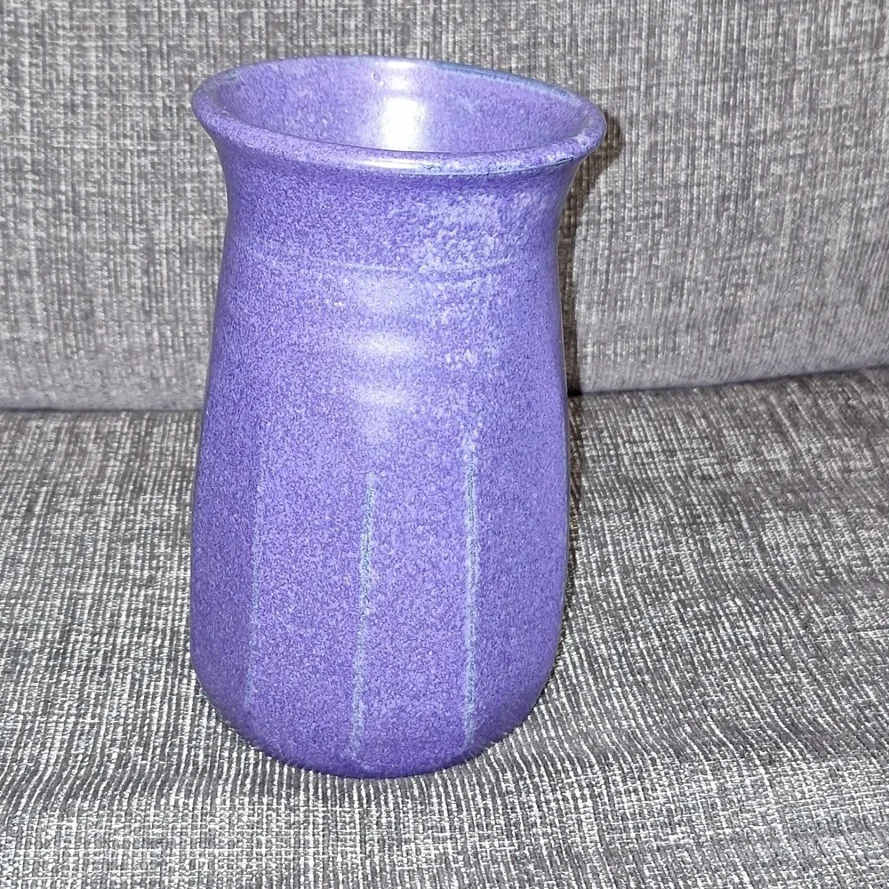 Vintage Studio Pottery Flower Vase, Blue, Signed,